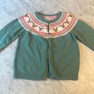 COPY - Mini Boden reindeer wool fair isle cardigan